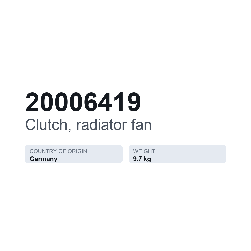 Jäähdyttimen puhaltimen kytkin 20006419 — tekninen tietokortti