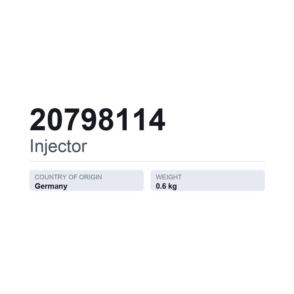 Einspritzdüse 20798114 — technisches Datenblatt