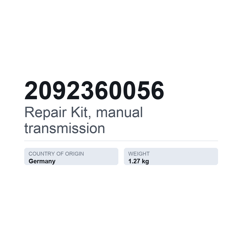 Reparationssæt, manuel gearkasse 2092360056 — teknisk datablad
