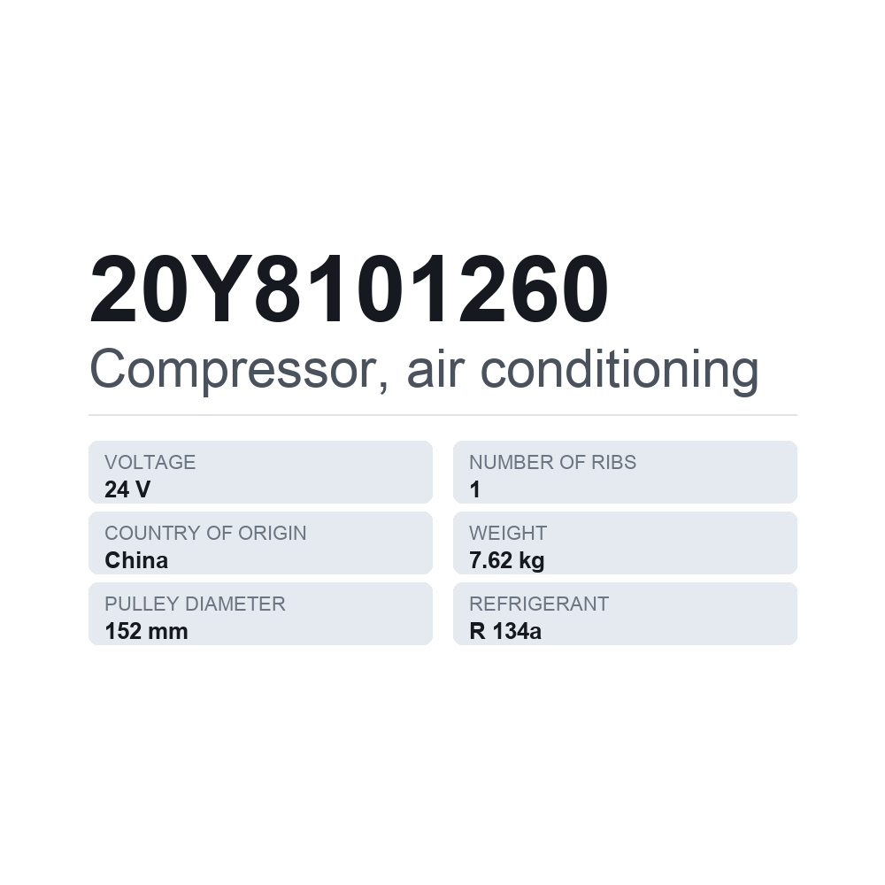 Klimakompressor 20Y8101260 — technisches Datenblatt