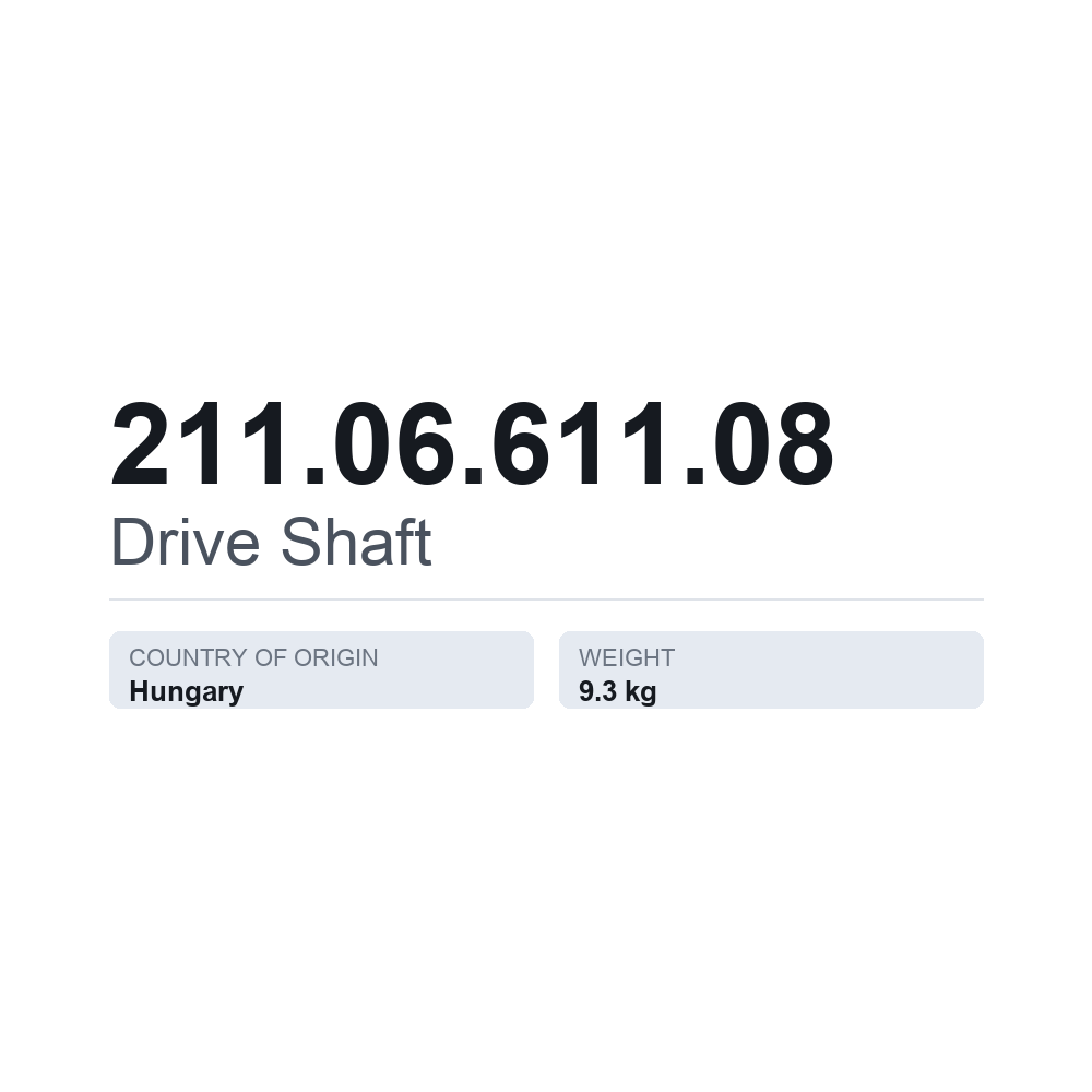 Vetoakseli 211.06.611.08 — tekninen tietokortti