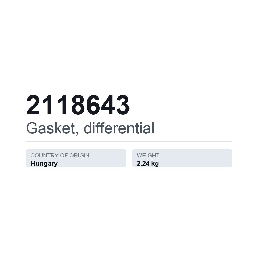 Dichtung, Differential 2118643 — technisches Datenblatt