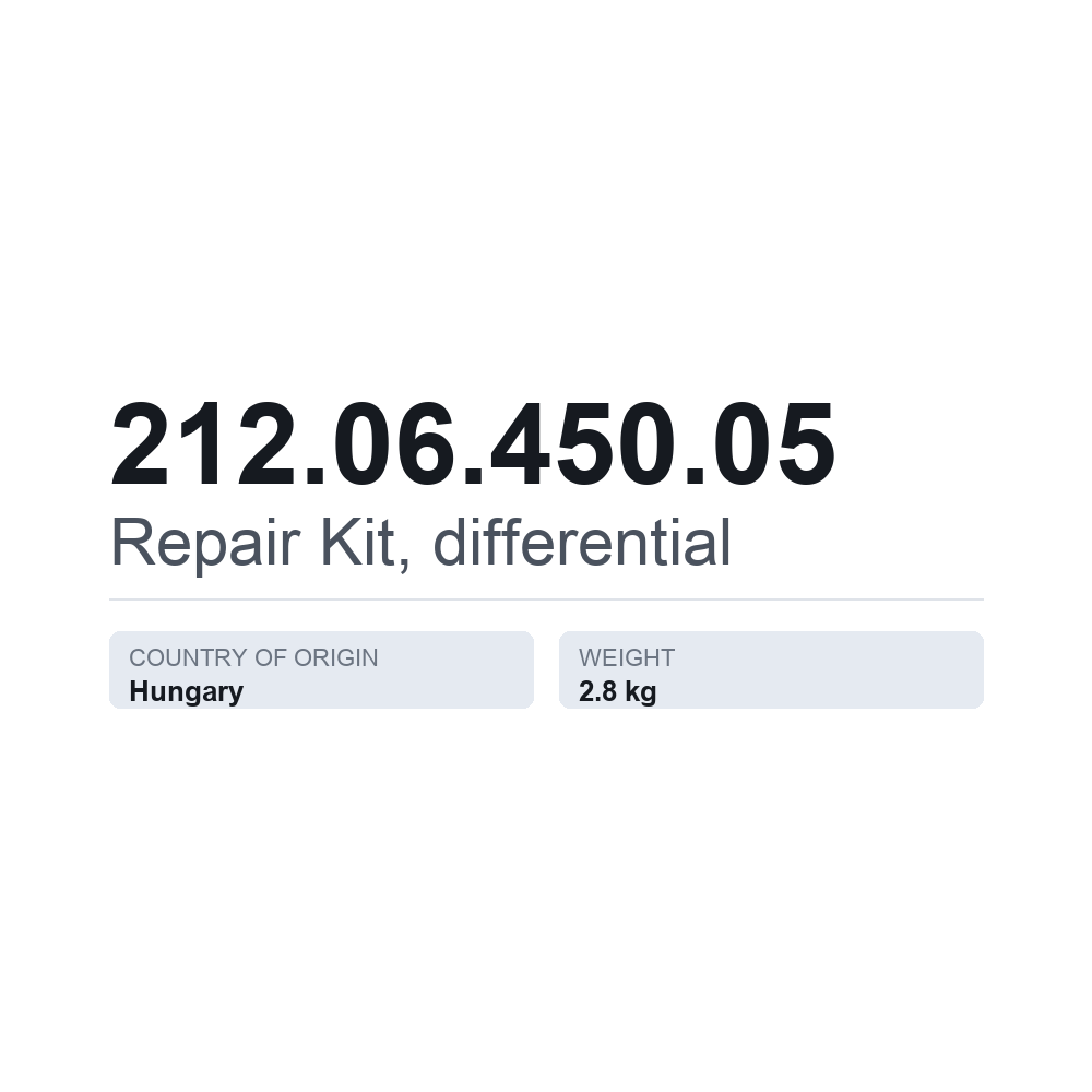 Reparationssæt, differentiale 212.06.450.05 — teknisk datablad