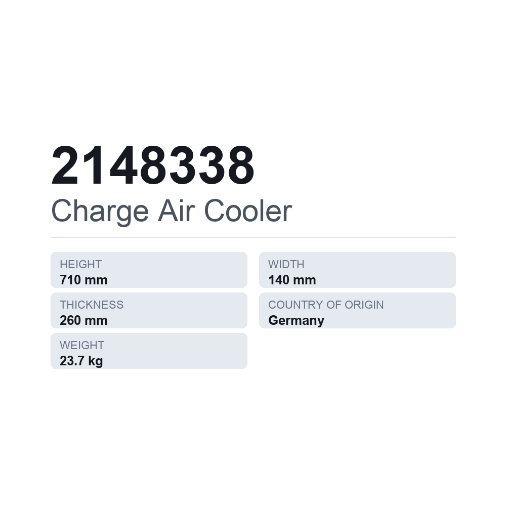 Ladeluftkühler 2148338 — technisches Datenblatt