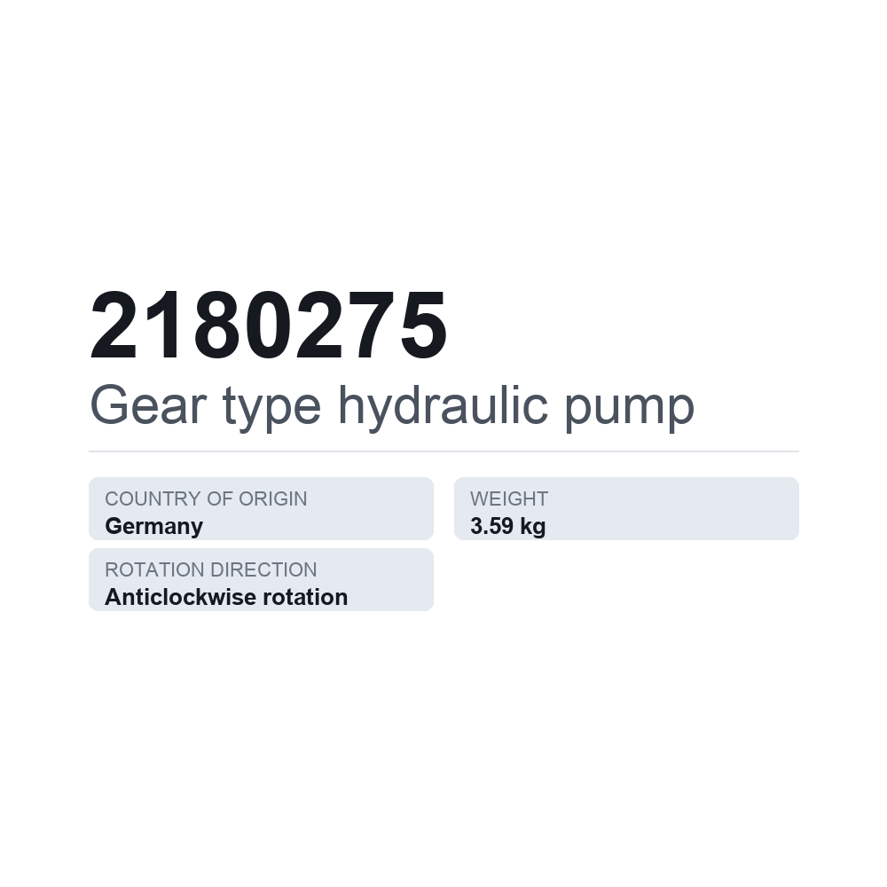 Hydraulisk kugghjulspump 2180275 — tekniskt datablad