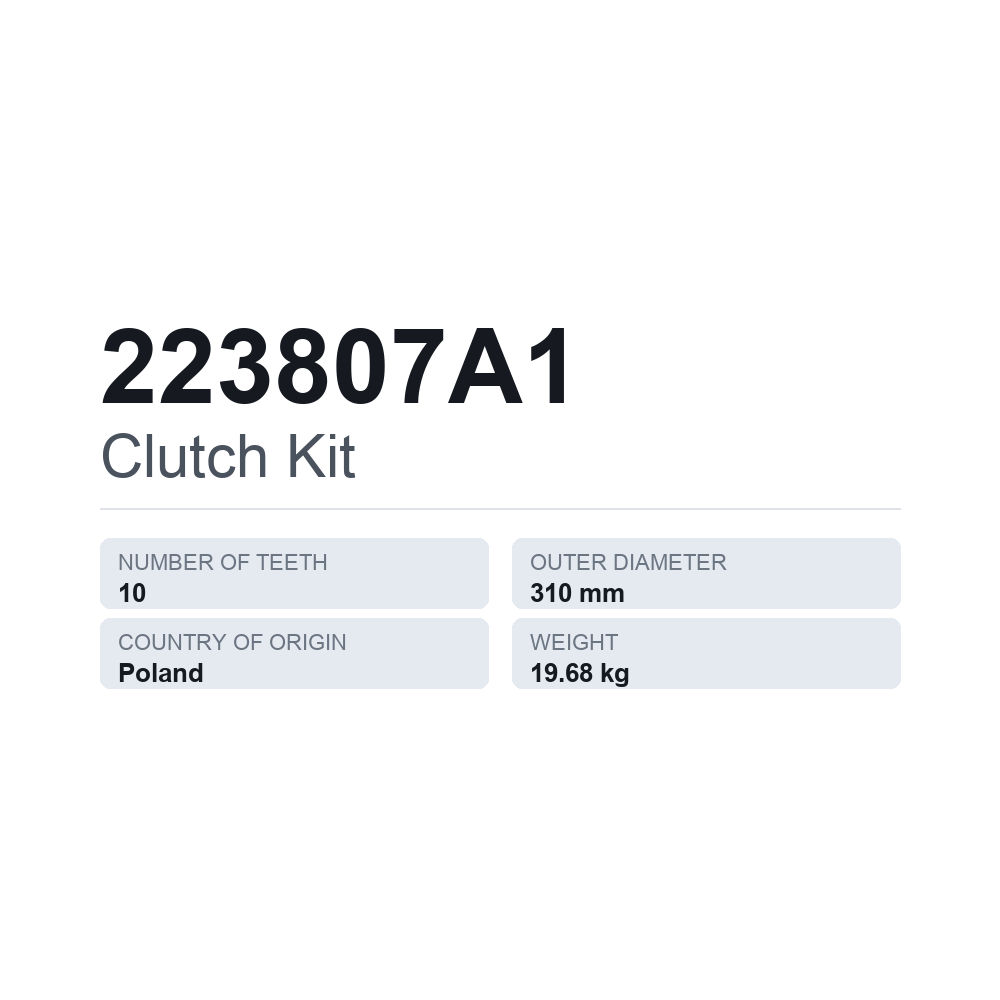 Kupplungssatz 223807A1 — technisches Datenblatt