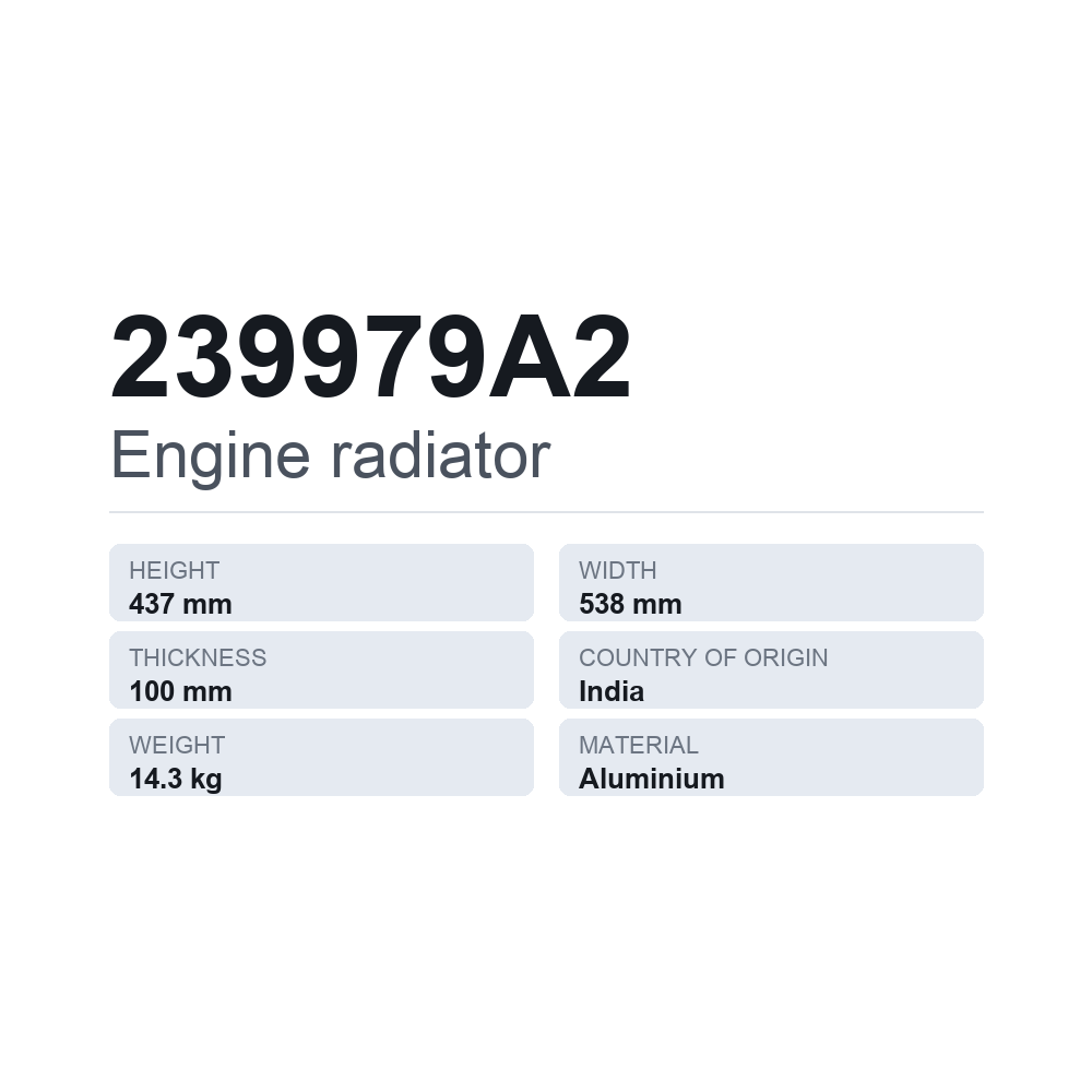 Motorkühler 239979A2 — technisches Datenblatt
