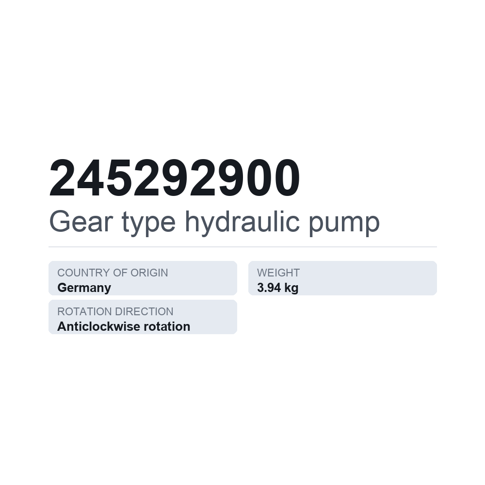 Hydraulische Zahnradpumpe 245292900 — technisches Datenblatt