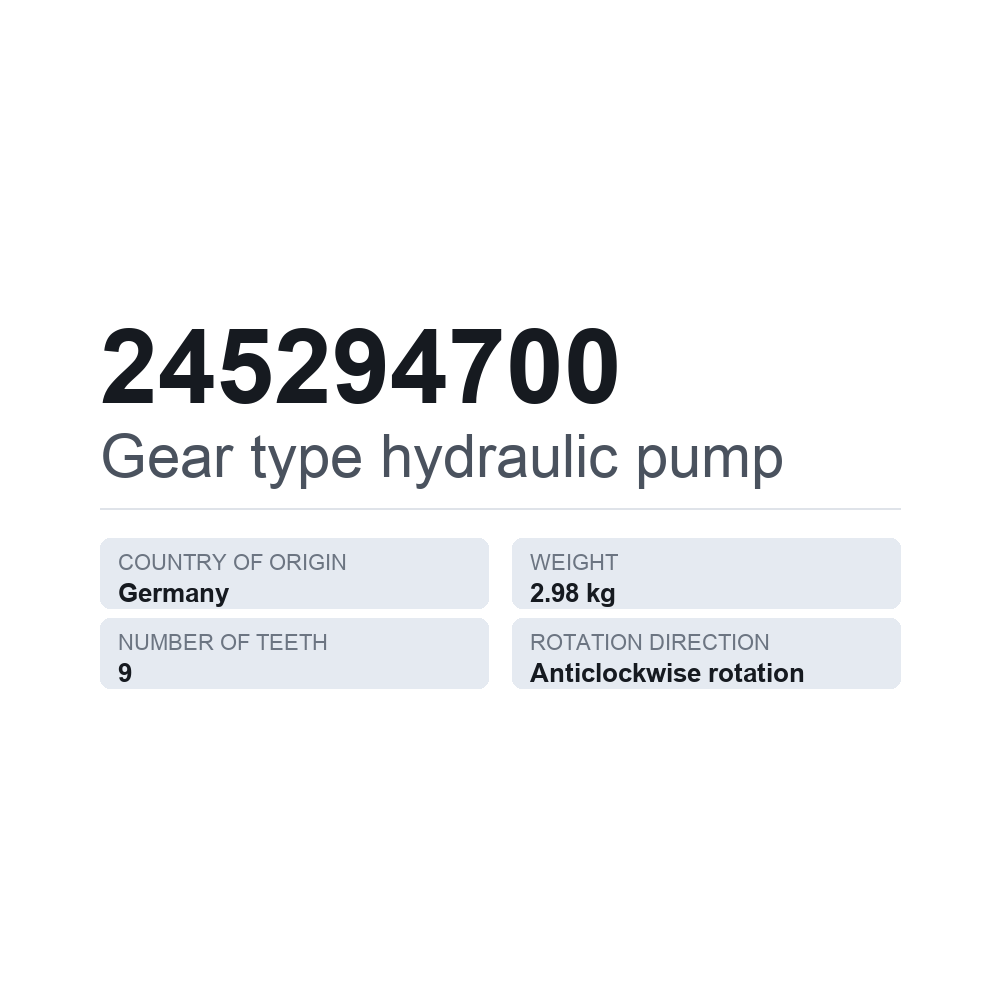 Hydraulische Zahnradpumpe 245294700 — technisches Datenblatt