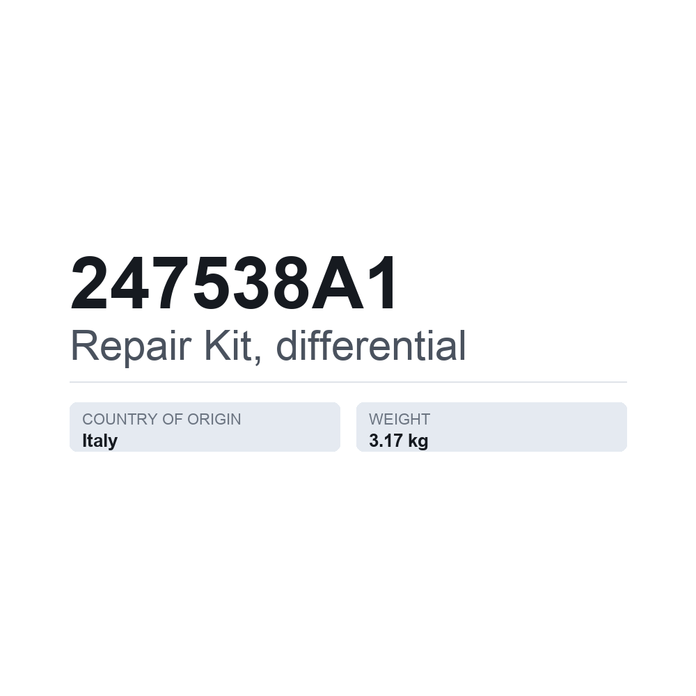 Reparationssæt, differentiale 247538A1 — teknisk datablad
