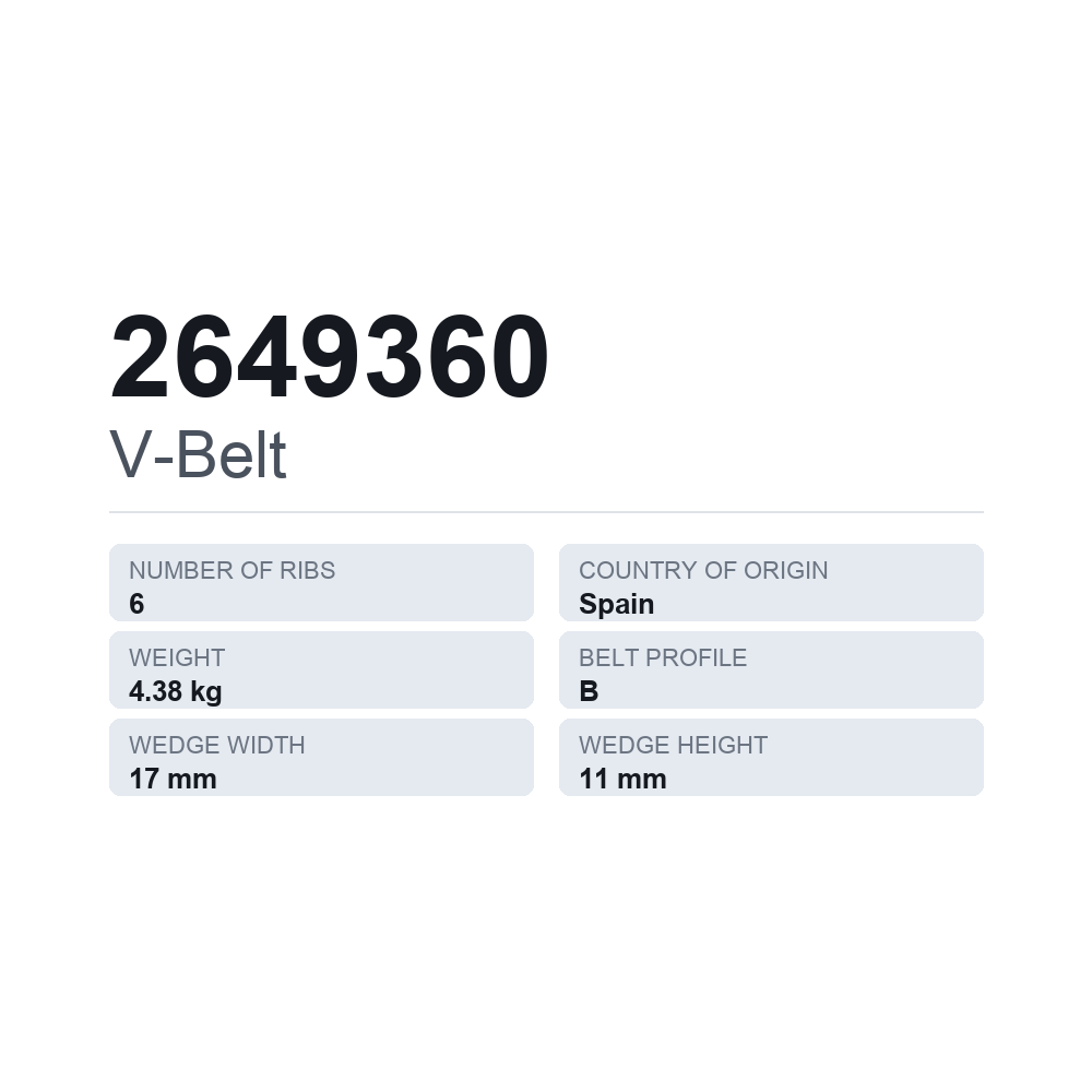 Kilrem 2649360 — tekniskt datablad