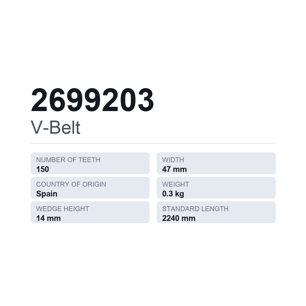 Kiilahihna 2699203 — tekninen tietokortti