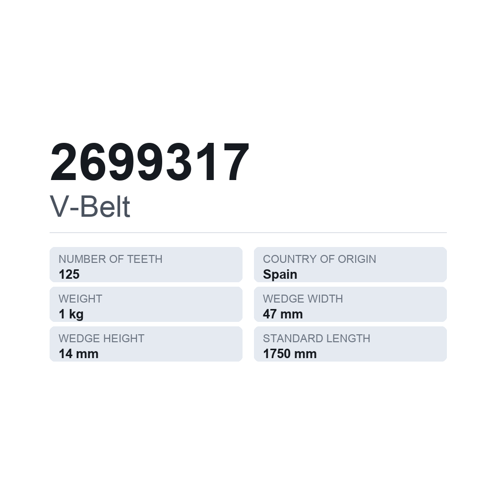 Kiilahihna 2699317 — tekninen tietokortti