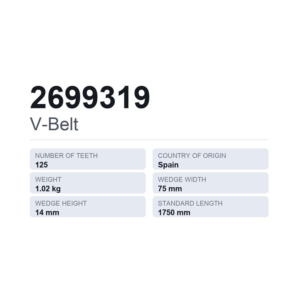 Kiilahihna 2699319 — tekninen tietokortti