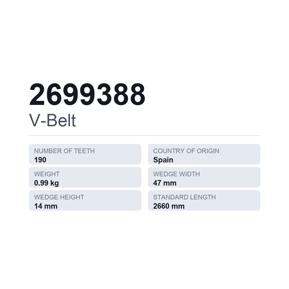 Kiilahihna 2699388 — tekninen tietokortti