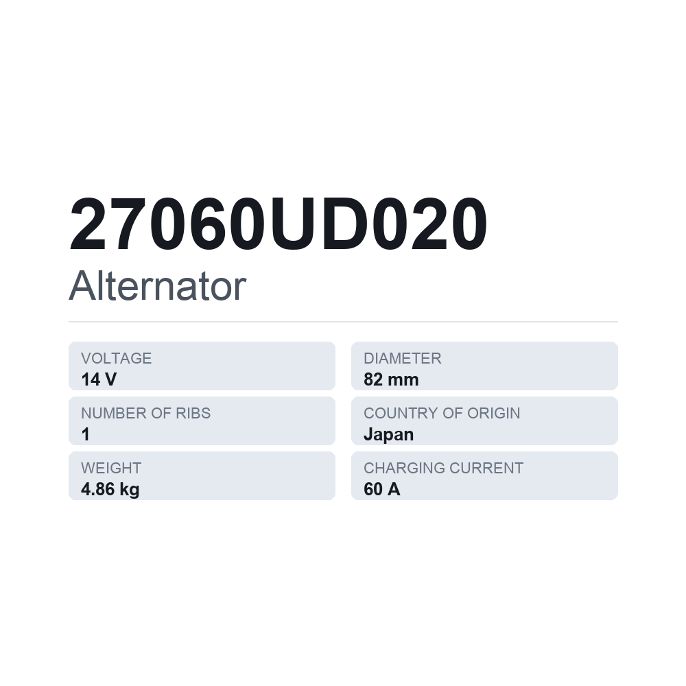 Generator 27060UD020 — teknisk datablad