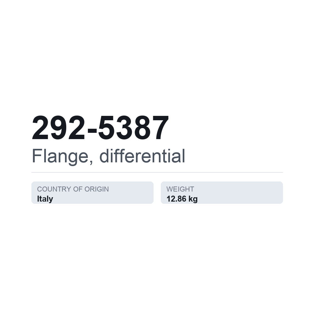 Flange, differentiale 292-5387 — teknisk datablad