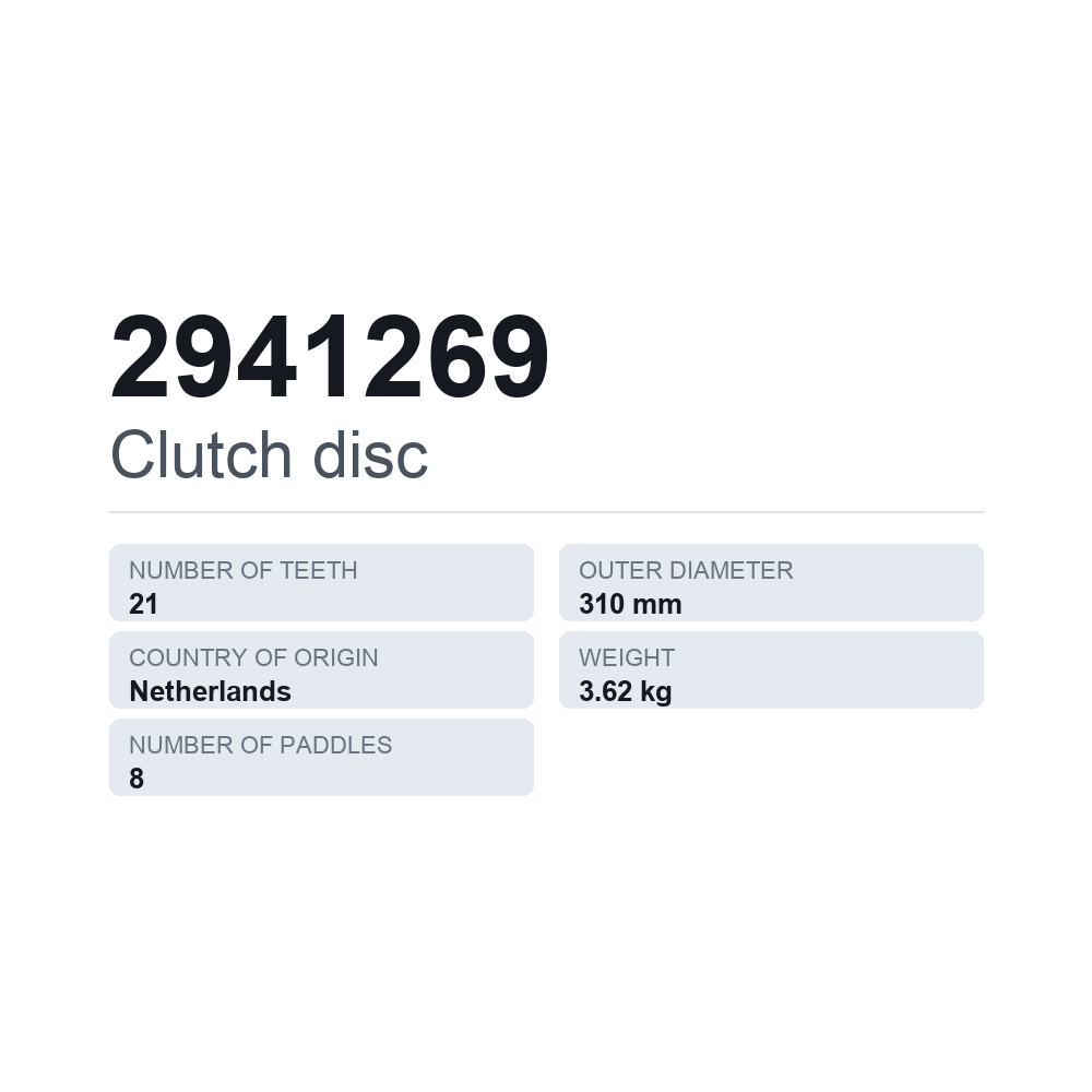 Kupplungsscheibe 2941269 — technisches Datenblatt