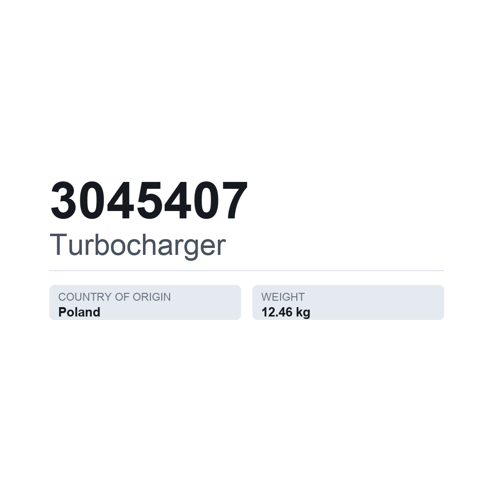 Turbolader 3045407 — teknisk datablad