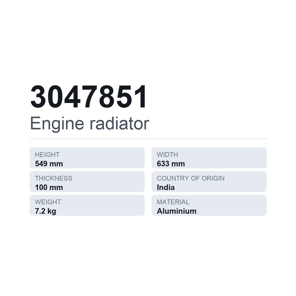 Motorkühler 3047851 — technisches Datenblatt