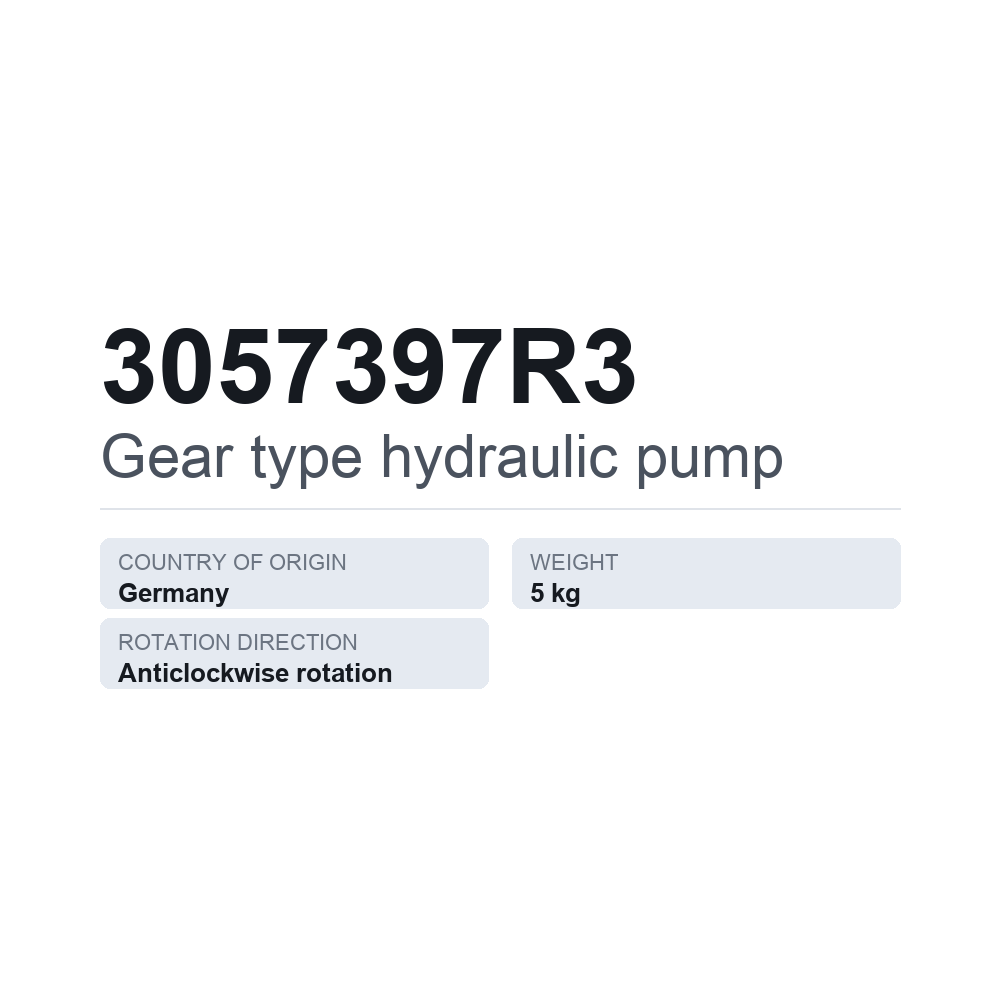 Hydraulisk kugghjulspump 3057397R3 — tekniskt datablad