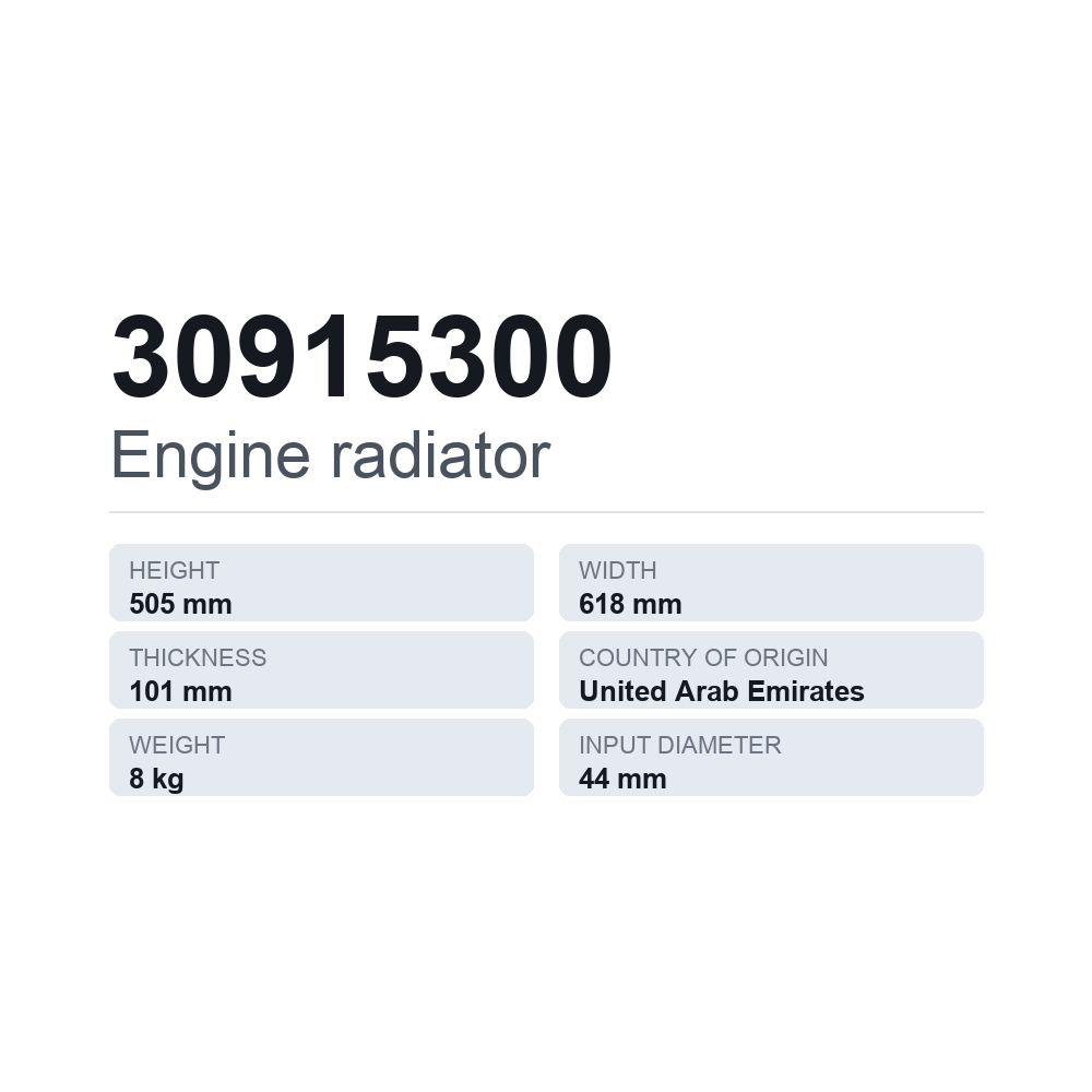 Motorkühler 30915300 — technisches Datenblatt