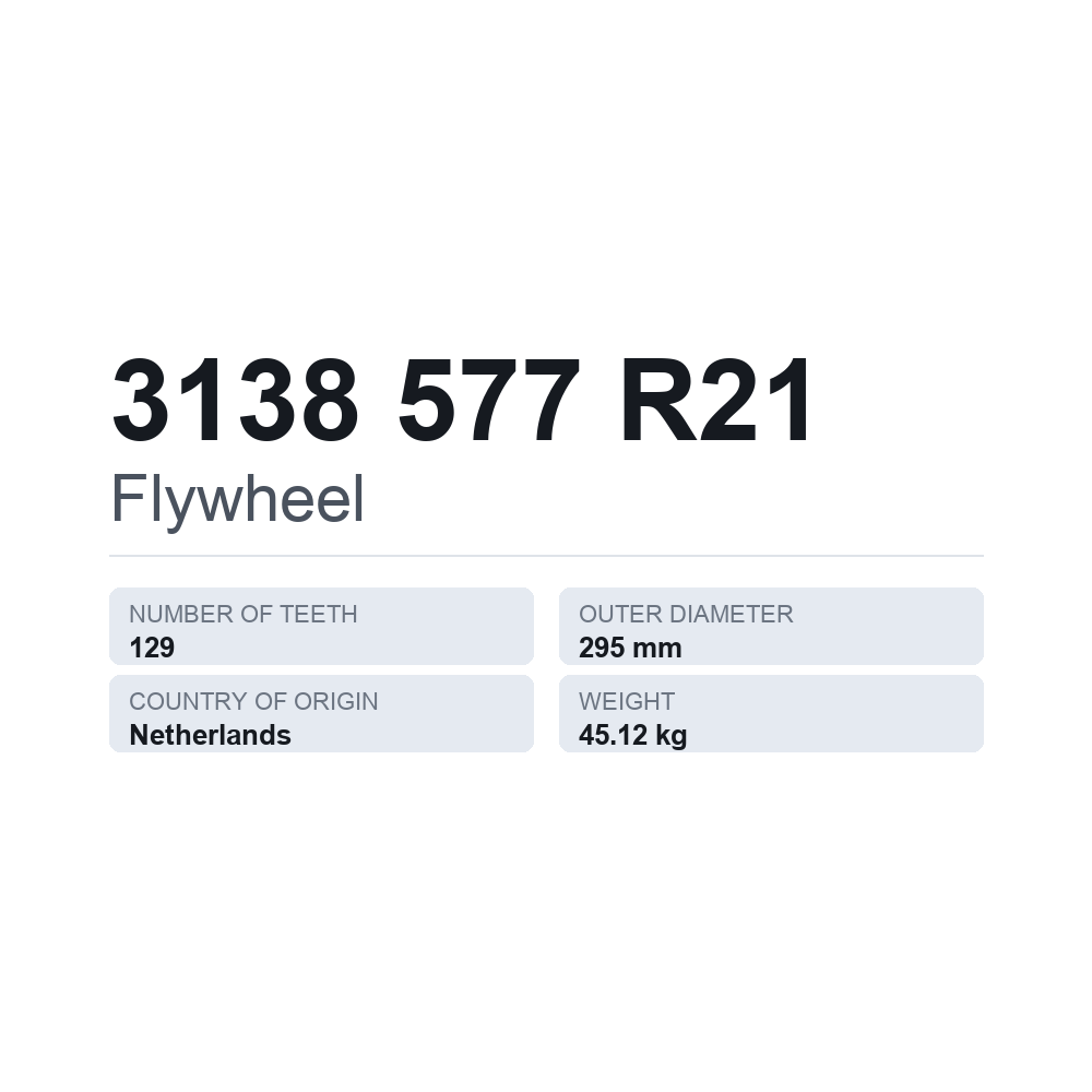 Svänghjul 3138 577 R21 — tekniskt datablad