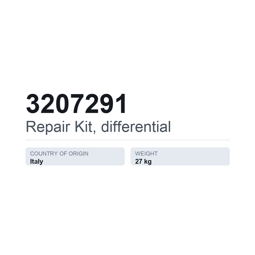 Reparationssats, differential 3207291 — tekniskt datablad