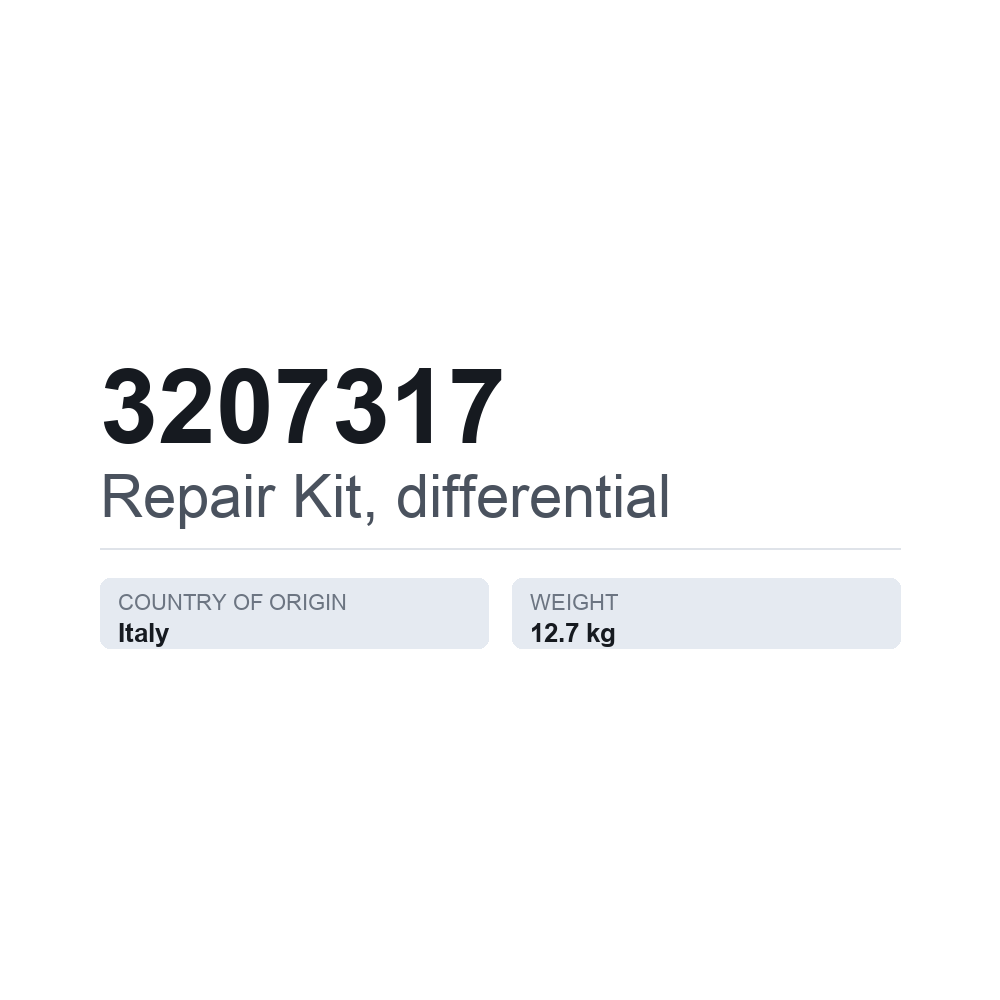 Reparationssæt, differentiale 3207317 — teknisk datablad