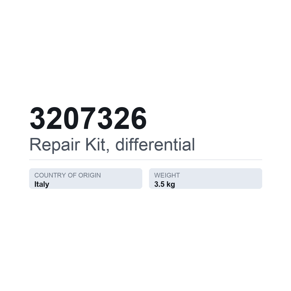 Reparationssæt, differentiale 3207326 — teknisk datablad