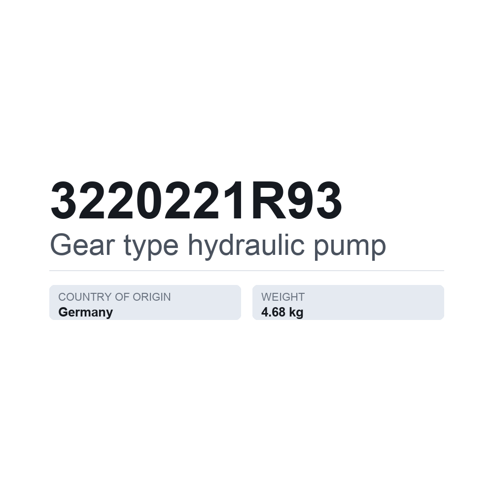 Hydraulische Zahnradpumpe 3220221R93 — technisches Datenblatt