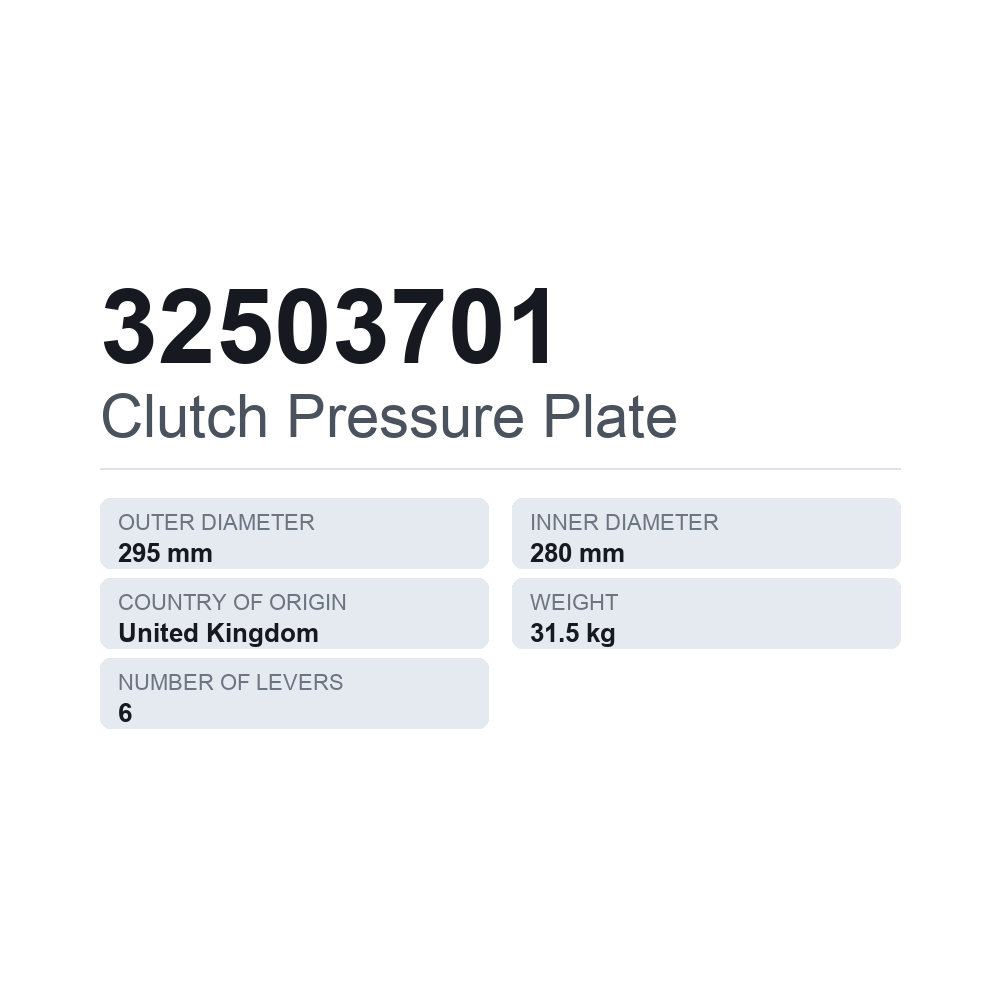 Kupplungsdruckplatte 32503701 — technisches Datenblatt