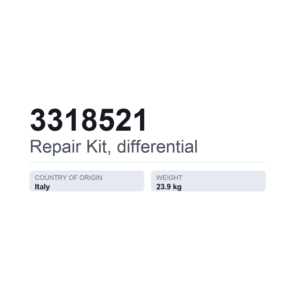 Reparationssæt, differentiale 3318521 — teknisk datablad