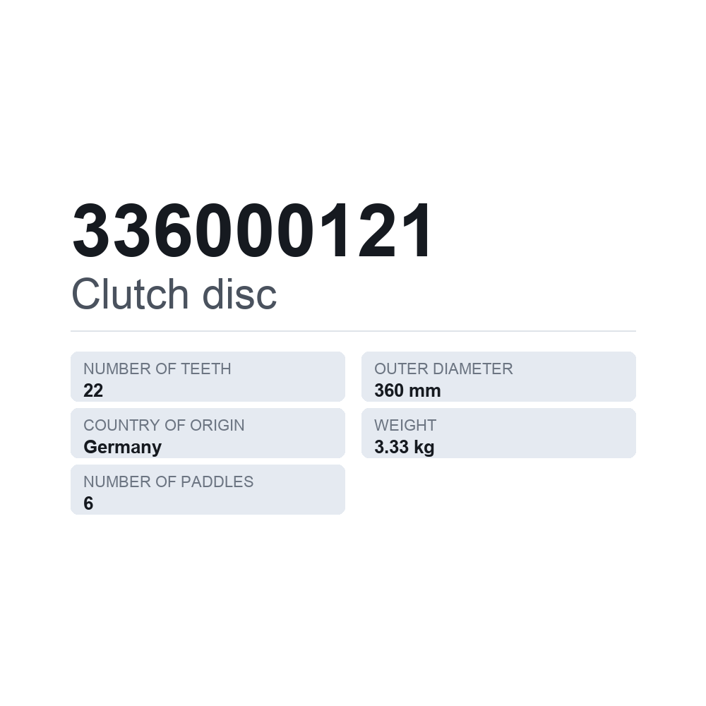 Kupplungsscheibe 336000121 — technisches Datenblatt