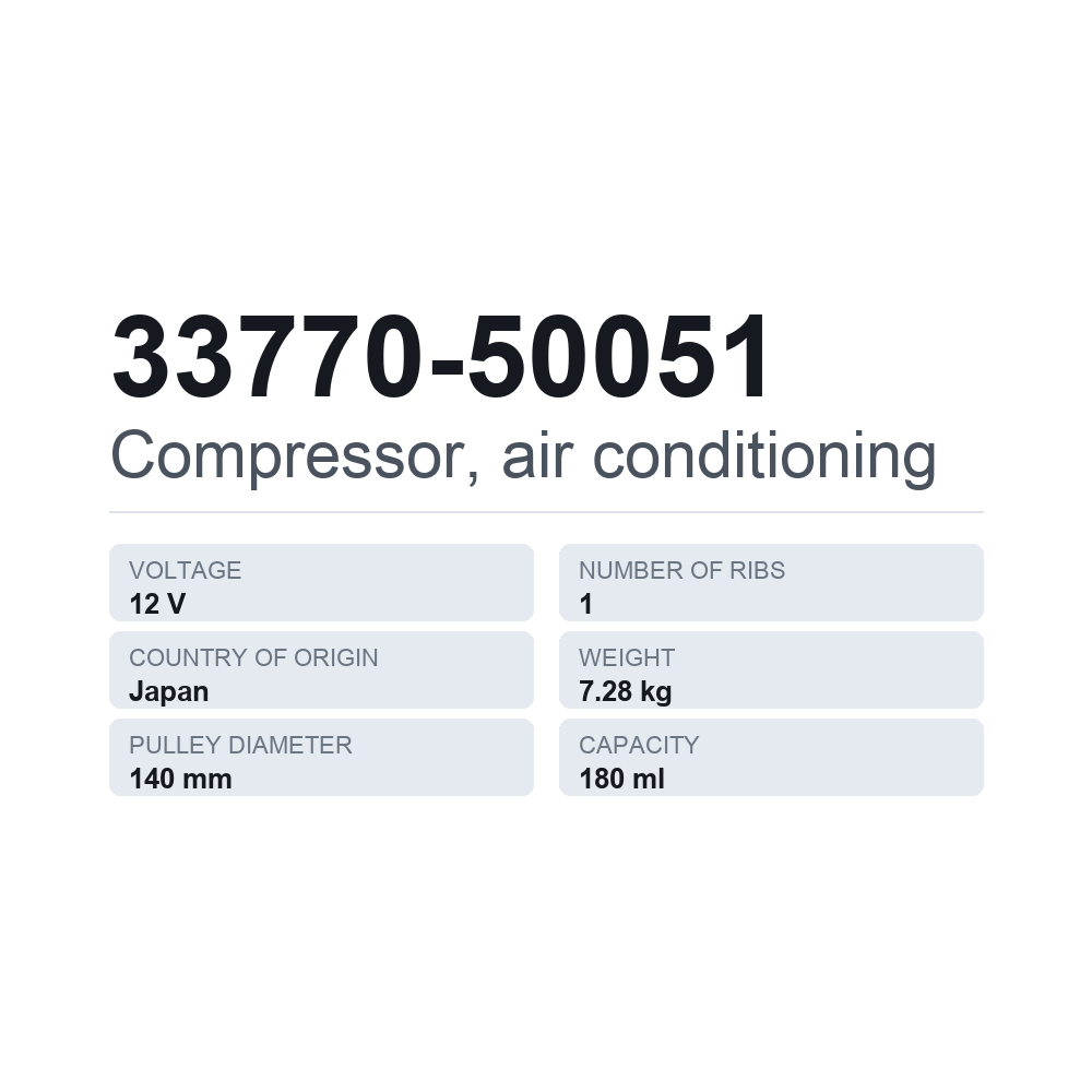 Klimakompressor 33770-50051 — technisches Datenblatt