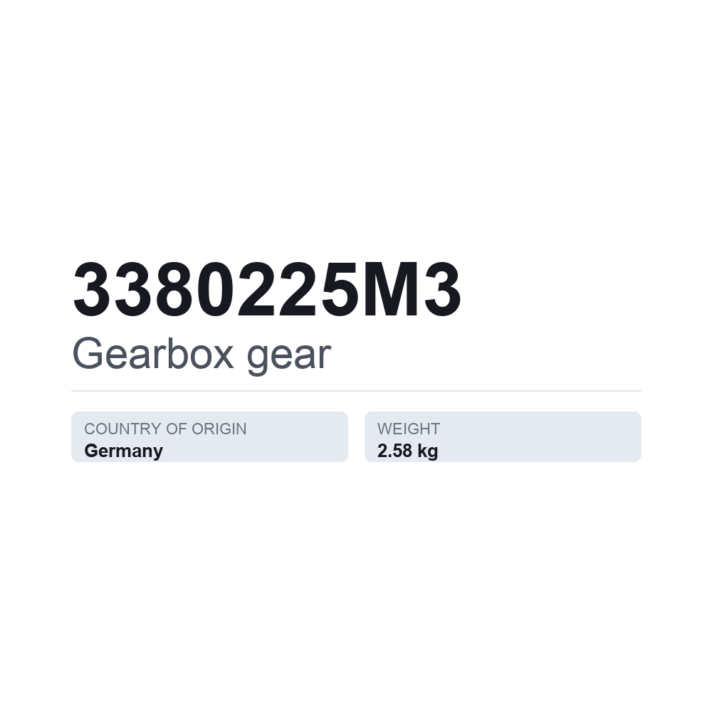 Getriebezahnrad 3380225M3 — technisches Datenblatt