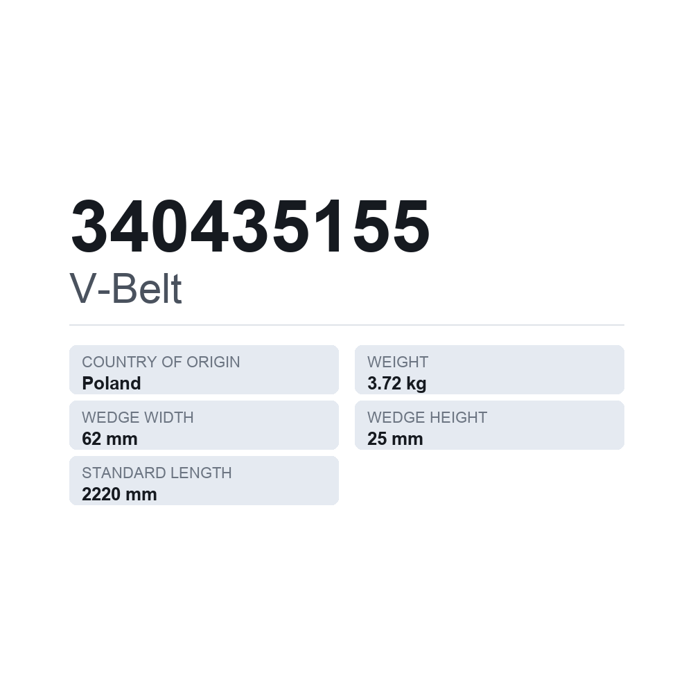 Keilriemen 340435155 — technisches Datenblatt