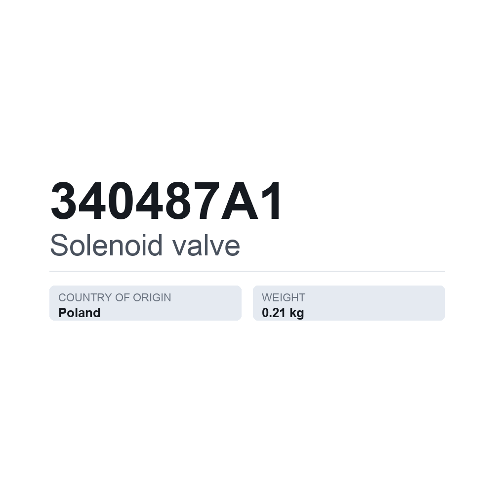 Magnetventil 340487A1 — teknisk datablad