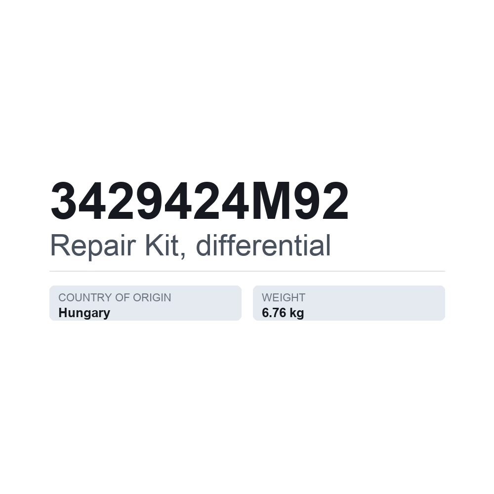 Reparatursatz, Differential 3429424M92 — technisches Datenblatt