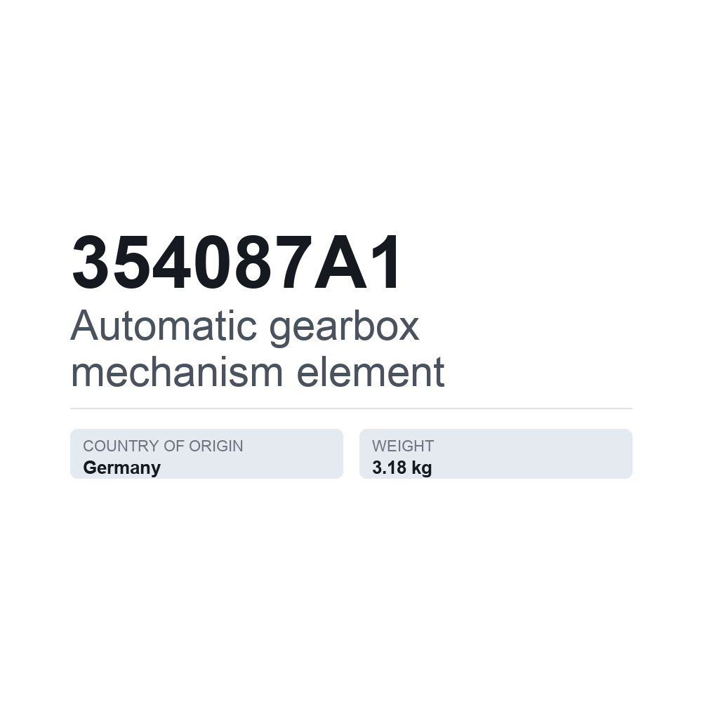 Automaattivaihteiston mekaaninen osa 354087A1 — tekninen tietokortti