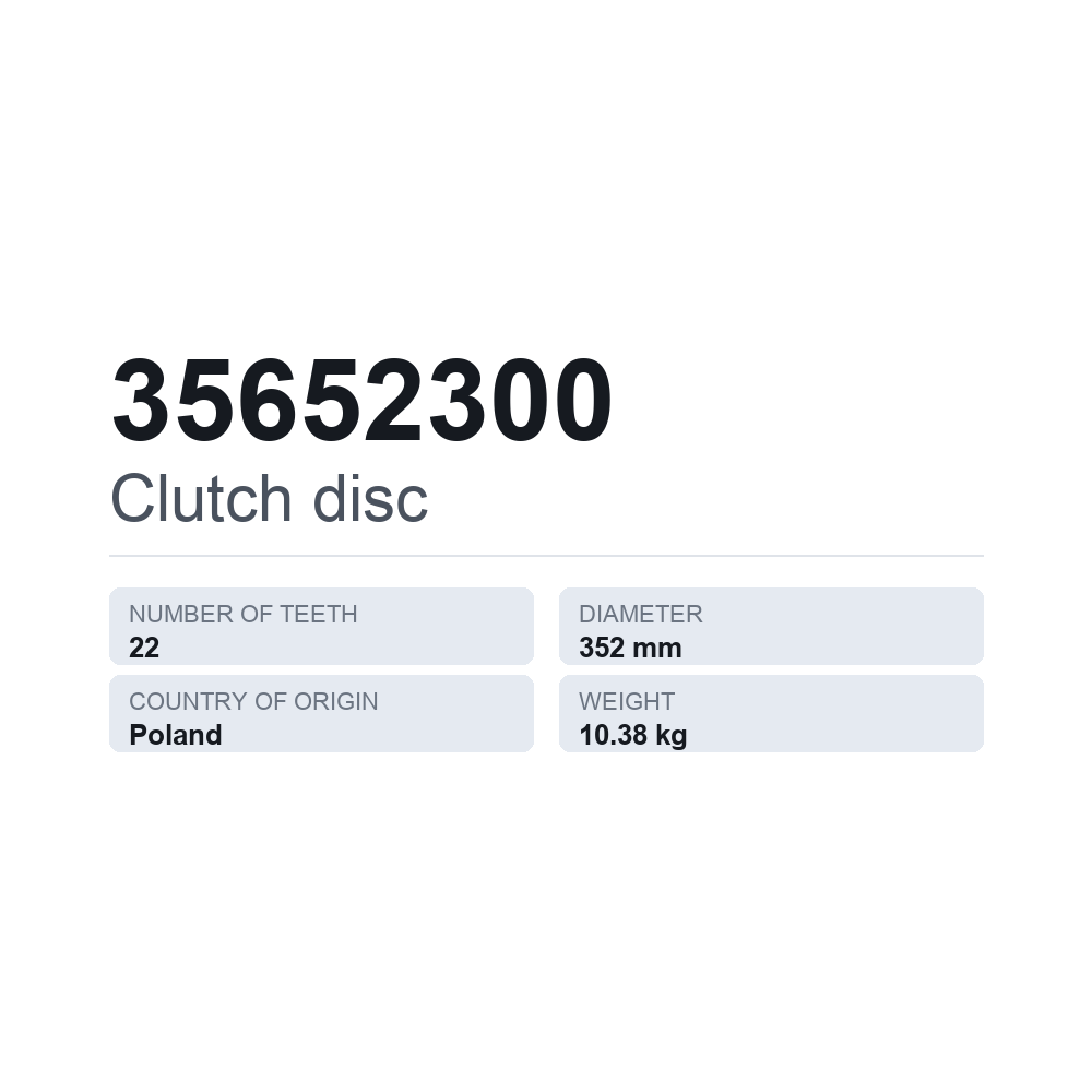 Kupplungsscheibe 35652300 — technisches Datenblatt