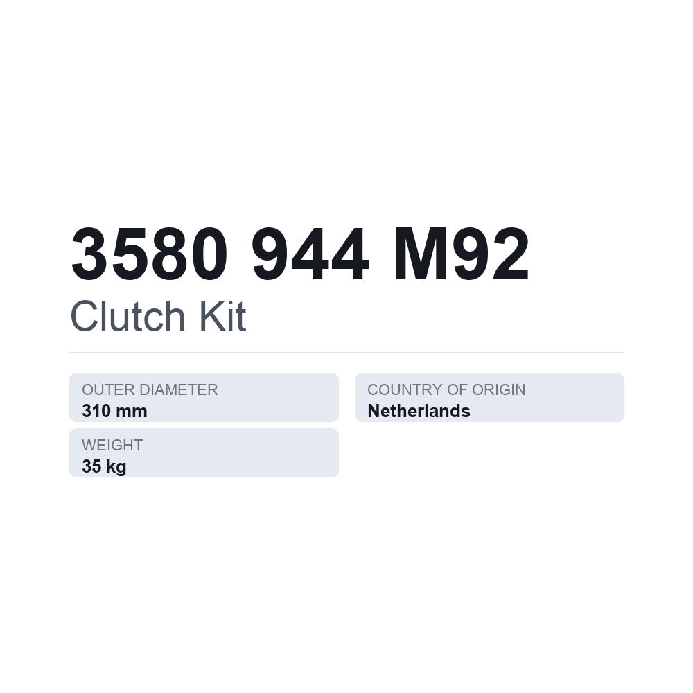 Kupplungssatz 3580 944 M92 — technisches Datenblatt