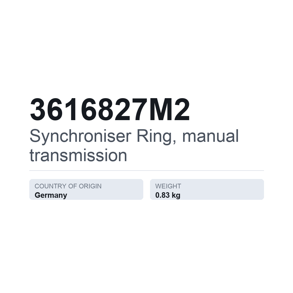 Synkronring, manuel gearkasse 3616827M2 — teknisk datablad