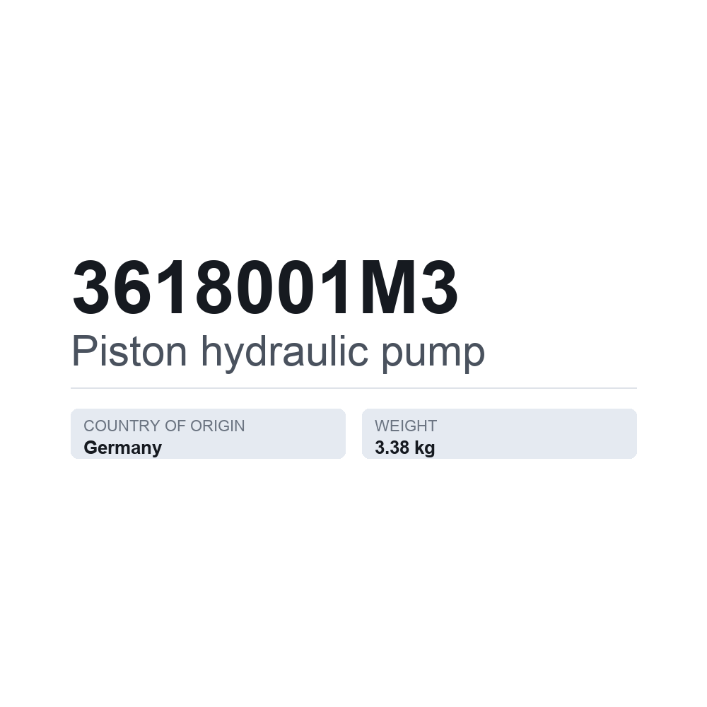 Hydraulische Kolbenpumpe 3618001M3 — technisches Datenblatt