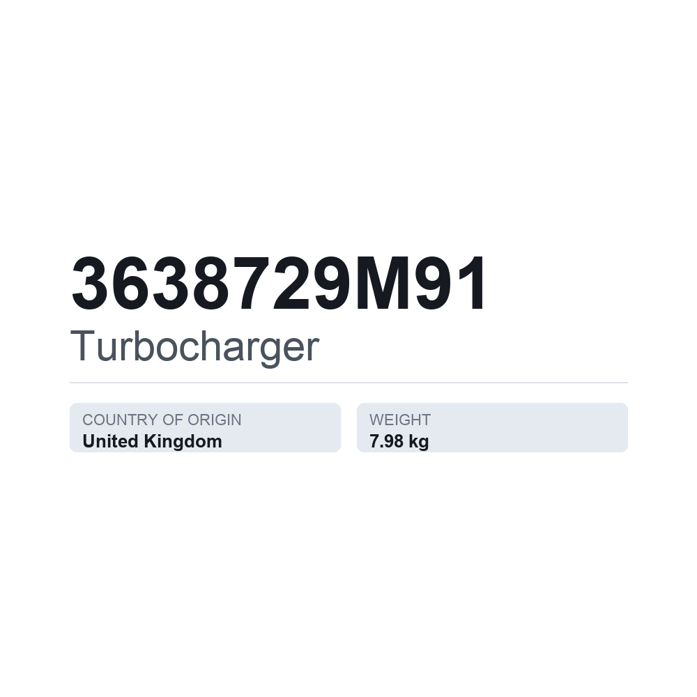 Turbolader 3638729M91 — technisches Datenblatt