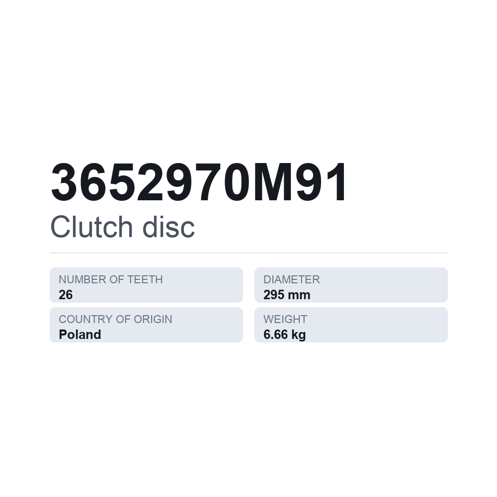 Kupplungsscheibe 3652970M91 — technisches Datenblatt