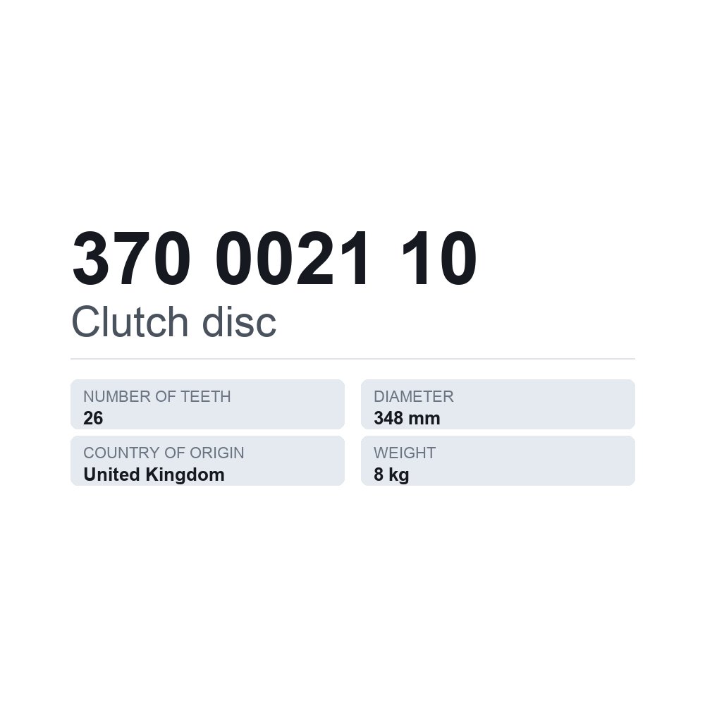 Kupplungsscheibe 370 0021 10 — technisches Datenblatt