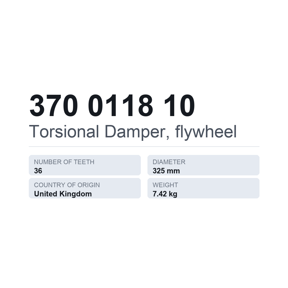 Torsionsdämpfer, Schwungrad 370 0118 10 — technisches Datenblatt