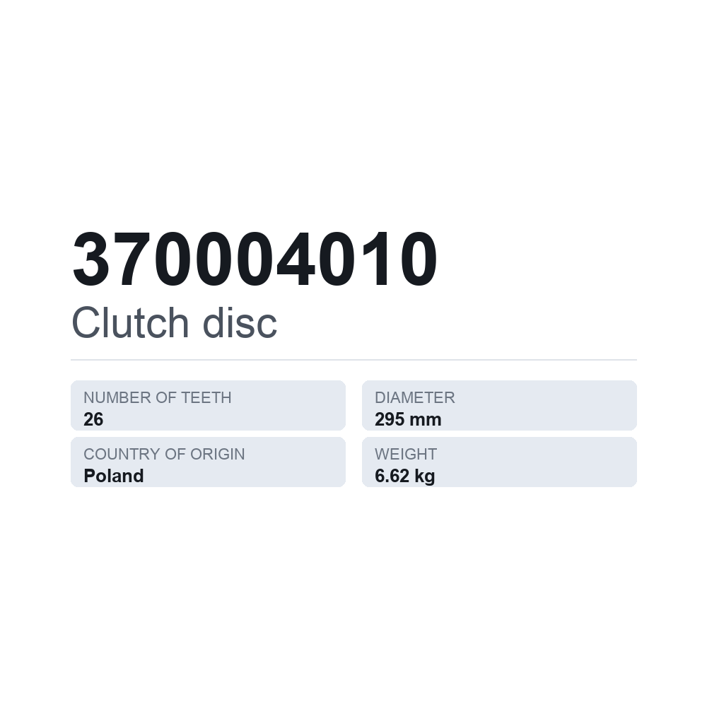 Kupplungsscheibe 370004010 — technisches Datenblatt