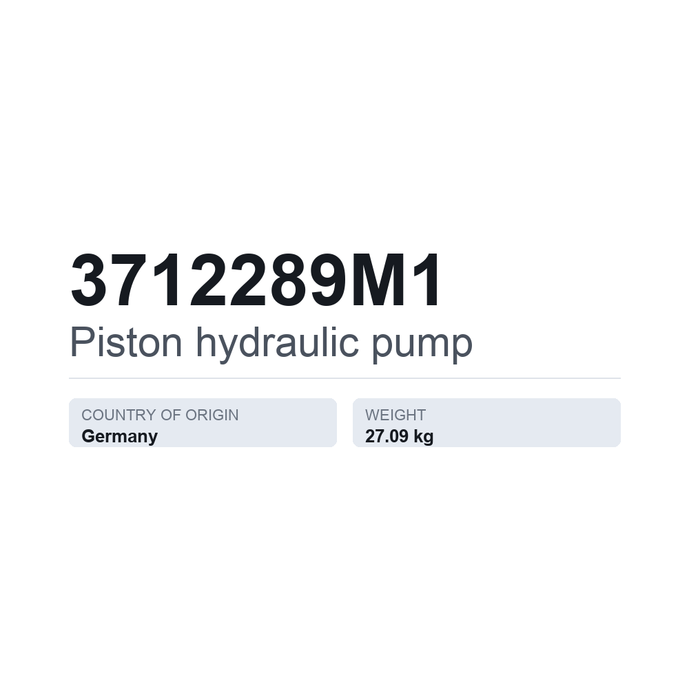 Hydraulische Kolbenpumpe 3712289M1 — technisches Datenblatt